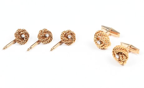 ELEGANT 18K GOLD & DIAMOND GENTLEMAN’S DRESS SET