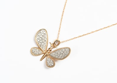 14K DIAMOND BUTTERFLY PENDANT