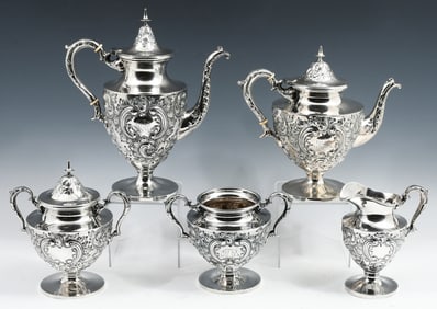 5 PC. HAMILTON & DIESINGER STERLING TEA SERVICE