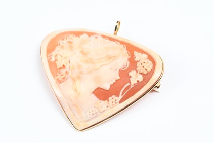 14K CAMEO BROOCH/PENDANT