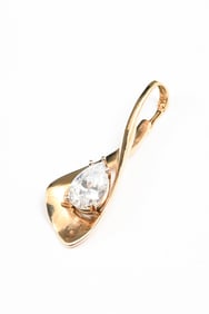 14K YELLOW GOLD ENHANCER W/ PEAR CUT CZ