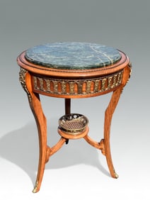 MARBLE INSET ORMOLU-MOUNTED SIDE TABLE
