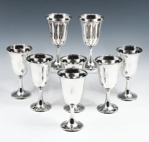 8 PC. VINEGAR BROS. STERLING SILVER WINE GOBLETS