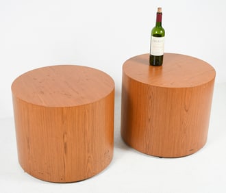 PR. KNOLL MCM WOOD CYLINDER SIDE TABLES
