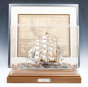 SEKI STERLING SILVER SHIP SCULPTURE & AFRICAN MAP