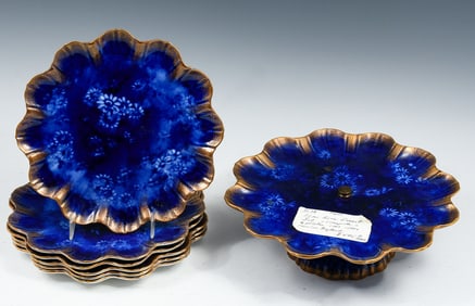 7 PC. ENGLISH POINTONS FLOW BLUE DESSERT SET