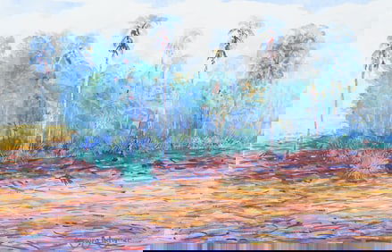 EARLY GREG BEHYMER FLORIDA PALMS PAINTING