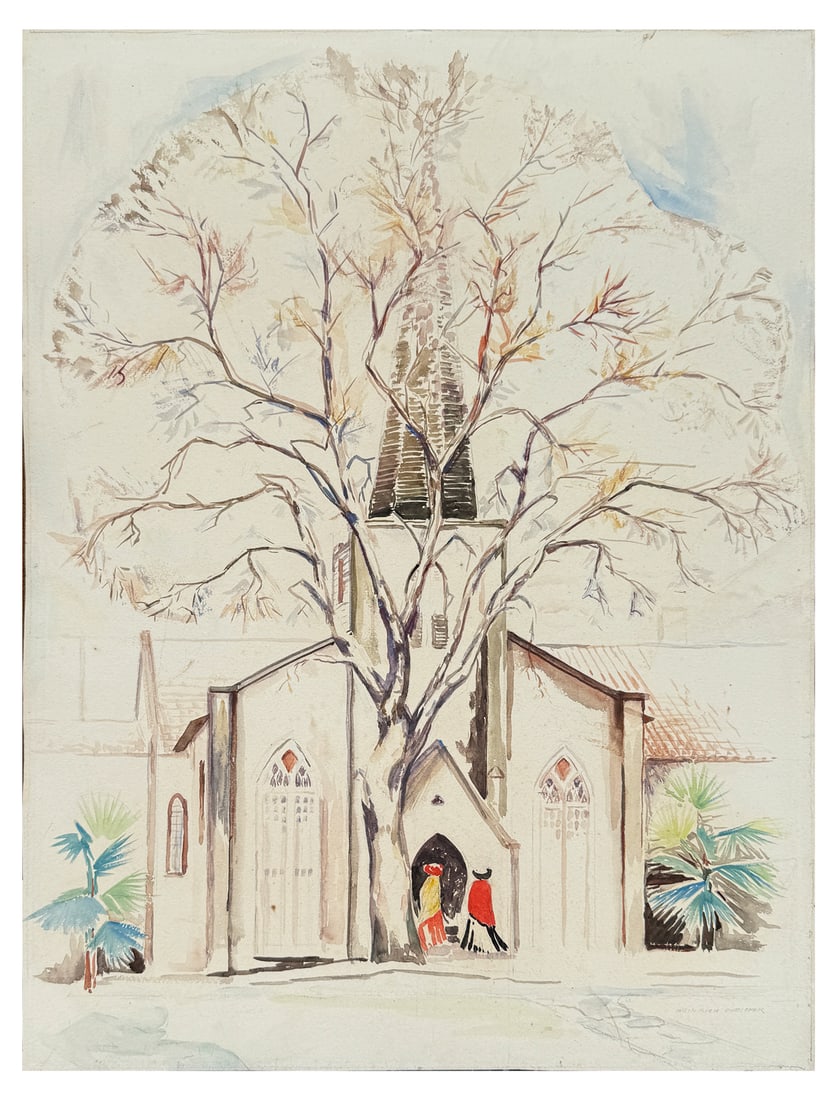 HEINRICH PFEIFFER TRINITY CHURCH WATERCOLOR PAINTING (1 of 3)