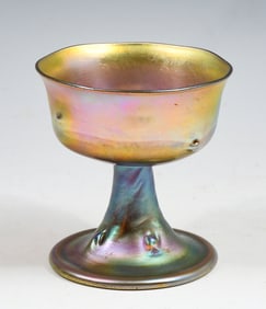L.C. TIFFANY FAVRILLE GLASS FOOTED SHERBET