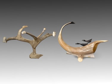 2PC. INUIT CARVINGS KUPTANA AND SIKKUARK