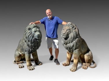 PR. LARGE BRONZE PALACE LIONS