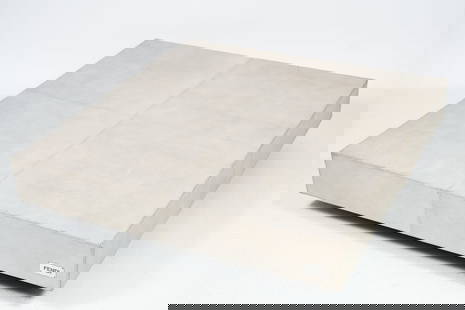 FENDI SHAGREEN COFFEE TABLE: FENDI SHAGREEN COFFEE TABLE: Silver Shagreen on wooden framed Coffee table, made by Fendi. Approx. 8.5" h x 37.5" w x 37.5" d.