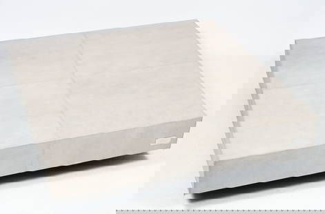 FENDI SHAGREEN COFFEE TABLE: FENDI SHAGREEN COFFEE TABLE: Silver Shagreen on wooden framed Coffee table, made by Fendi. Approx. 8.5" h x 37.5" w x 37.5" d.