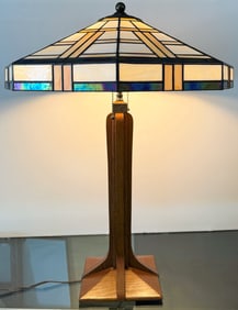 STICKLEY LEADED CROSS BASE TABLE LAMP