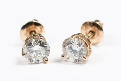 14K GOLD 1.50 CTW DIAMOND SOLITAIRE EARRINGS