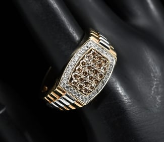 TWO-TONE GOLD AND DIAMOND MEN'S RING