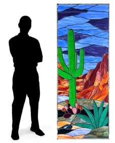 SOUTHWESTERN MOTIF STAINED GLASS PANEL/WINDOW
