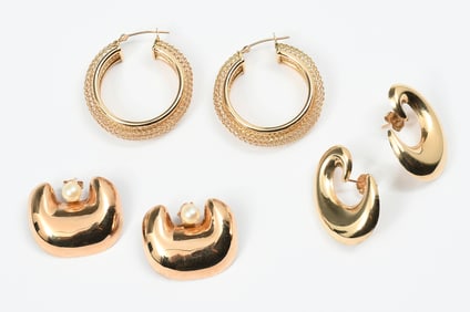 3 14K GOLD EARRINGS