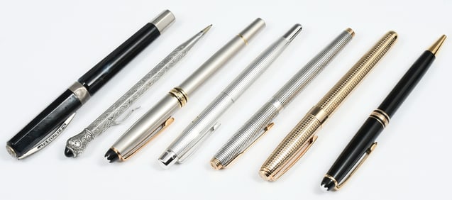 7 ASSORTED PENS - 2 STERLING