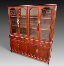 CHINESE ROSEWOOD 2 PART BREAKFRONT CABINET