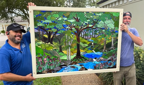 BEAUTIFUL TIFFANY INSPIRED STAINED GLASS WINDOW