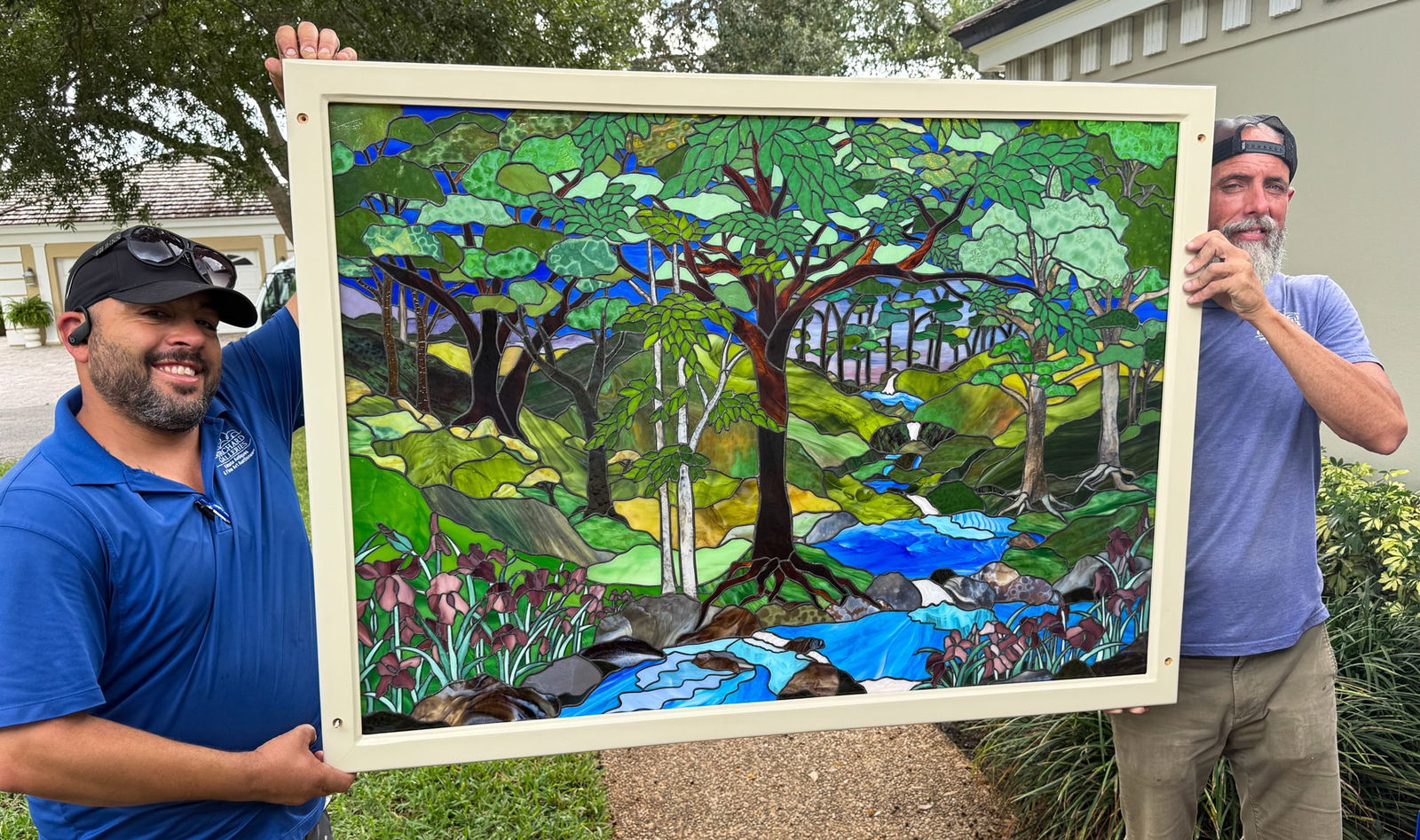 BEAUTIFUL TIFFANY INSPIRED STAINED GLASS WINDOW (1 of 2)