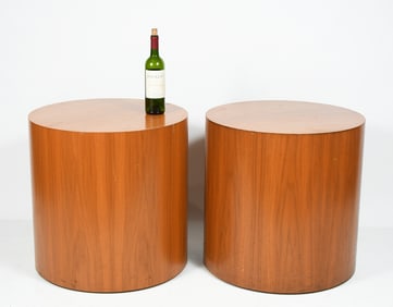 PR. OF ROUND KNOLL STYLE CYLINDER END TABLES