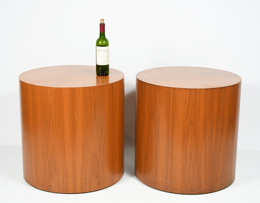 PR. OF ROUND KNOLL STYLE CYLINDER END TABLES (1 of 3)