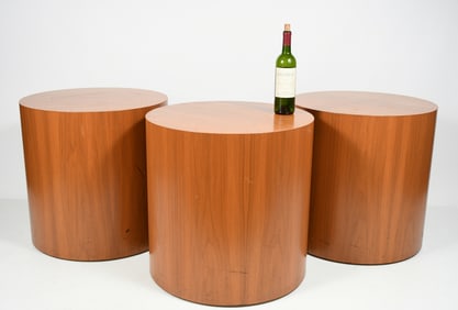 3- ROUND KNOLL STYLE CYLINDER END TABLES