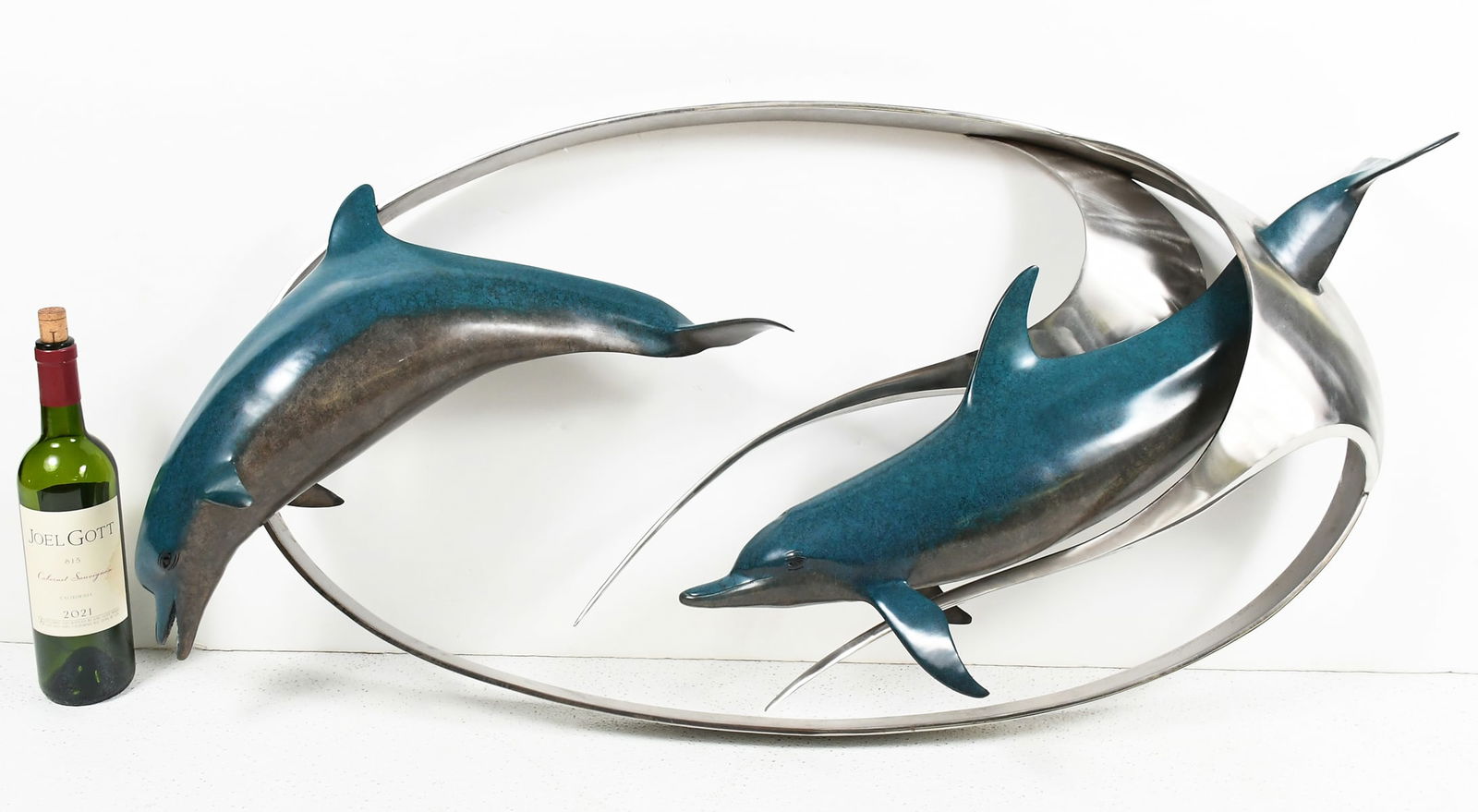DALE EVERS HEAVY STAINLESS STEEL DOLPHIN WALL SCULPTURE (1 of 5)