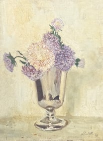 EDWARD LINTOTT "ASTERS" STILL LIFE PAINTING
