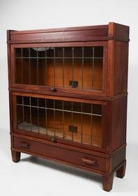 2- STACK GLOBE WERNICKE LEADED GLASS BOOKCASE