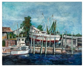 FRANK CARMELITANO TARPON SPONGE DOCKS PAINTING