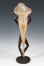 GILBERT KRUFT "SALOME" BRONZE W/ GLASS VASE