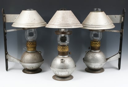 SET OF 3 HANDLAN RAILROAD HANGING WALL LAMPS