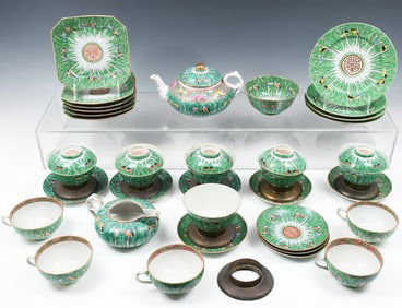 CHINESE FAMILLE VERTE BOK CHOY LEAF DINNERWARE