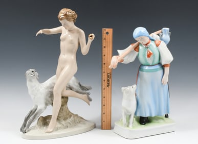 2 PC. ROYAL DUX NUDE AND ZSOLNAY WOMAN