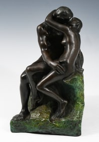 PATINATED BRONZE “THE KISS” AFTER RODIN