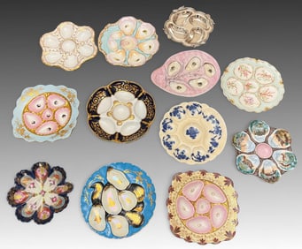 12 ASSORTED OYSTER PLATES