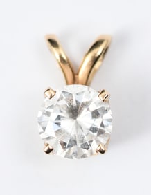 14K .GOLD 43 CT. DIAMOND SOLITAIRE PENDANT