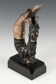 MEXICAN STERLING MOUNTED OBSIDIAN FIGURE