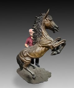 LIFE-SIZE BRONZE REARING STALLION