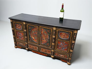 PAINTED CHINESE SIDEBOARD W/ DRAGON MOTIF