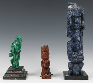 3 PC. MALACHITE, LAPIS & MAHOGANY OBSIDIAN AZTEC