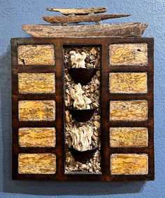 SUSAN LIVINGSTON MIXED MEDIA FOSSIL WALL SCULPTURE