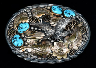 JULIA ETSITTY SILVER & TOURQUISE BELT BUCKLE