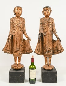 PR. CARVED GILT BURMESE BUDDHA FIGURES