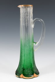 ENAMELED MOSER GREEN TO CLEAR PITCHER