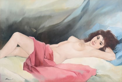 LAJOS FUZESI RECLINING NUDE PAINTING