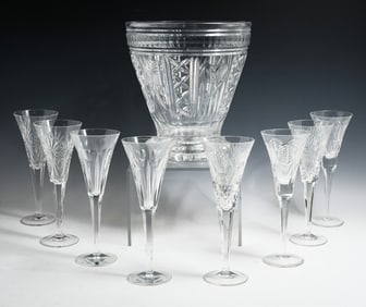 9 PC. WATERFORD MILLENIUM FLUTES & WINE BUCKET